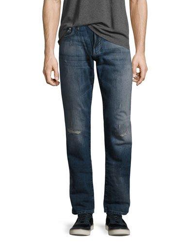 Zach Ripped White-edge Jeans, Blue