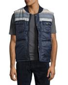 Quilted Vest With Contrast Yoke, Navy