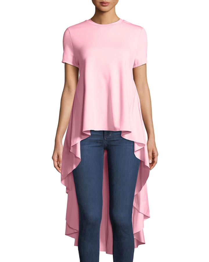 Solid Dress-back Crewneck Tee,