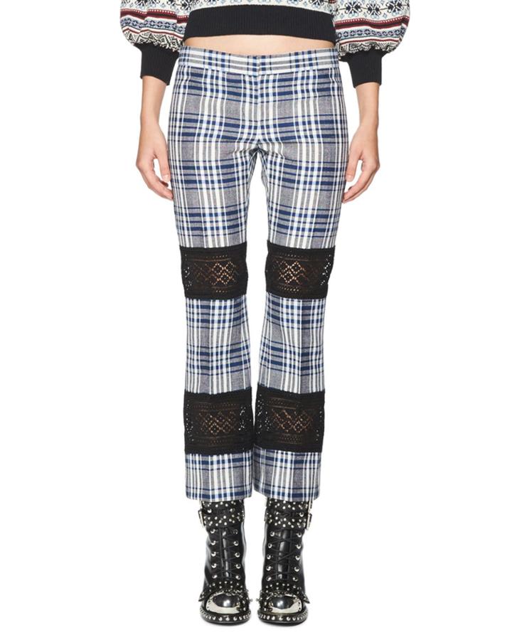 Celtic-check Lace-inset Kick Crop Pants,