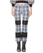 Celtic-check Lace-inset Kick Crop Pants,