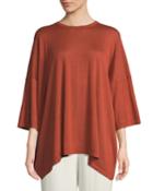 Crewneck Short-sleeve Wide Cashmere-silk T-shirt