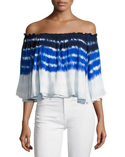 Artist Off-the-shoulder Top, Blue/multi