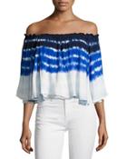 Artist Off-the-shoulder Top, Blue/multi