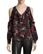 Roland Floral-print Cold-shoulder Blouse, Canna
