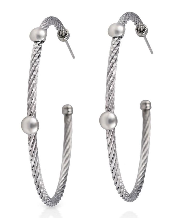 Beaded Cable Hoop Earrings