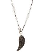 Moonstone & Diamond Wing Pendant Necklace
