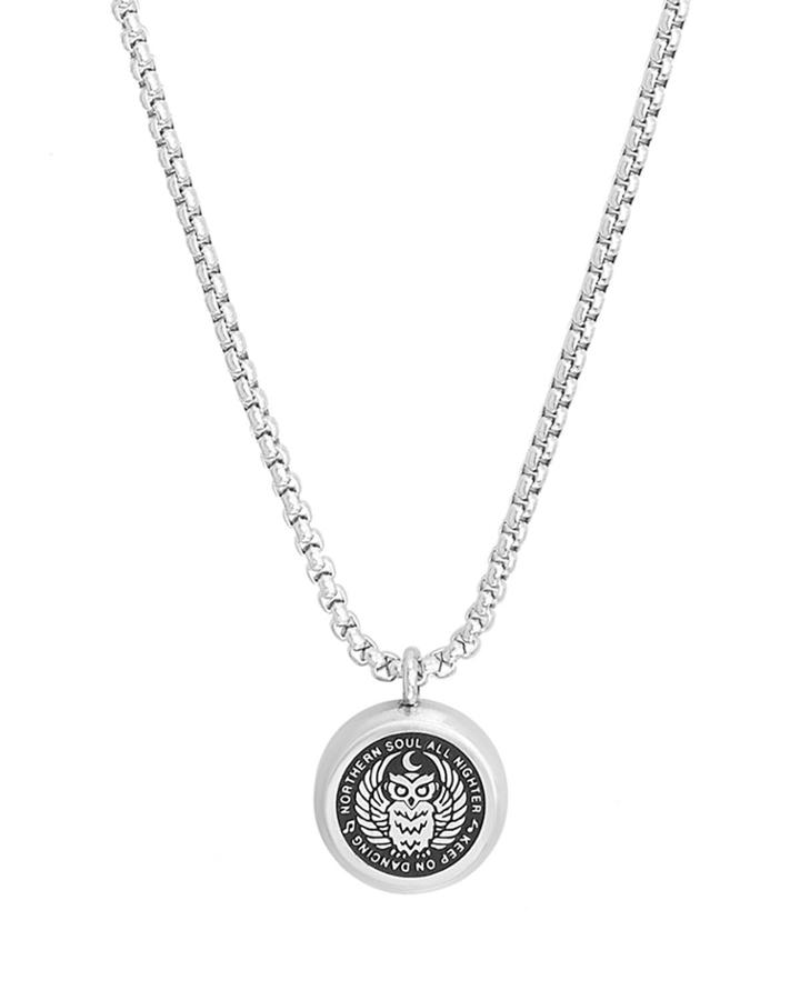 Men's Stainless Steel Enameled Owl Pendant Necklace,