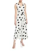 Polka Dot Tie-waist Cropped Wide-leg Jumpsuit