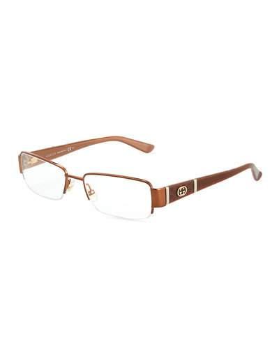 Rectangular Semi-rimless Metal Optical Glasses