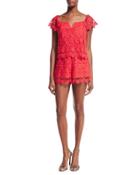 Best Day Lace Romper, Red