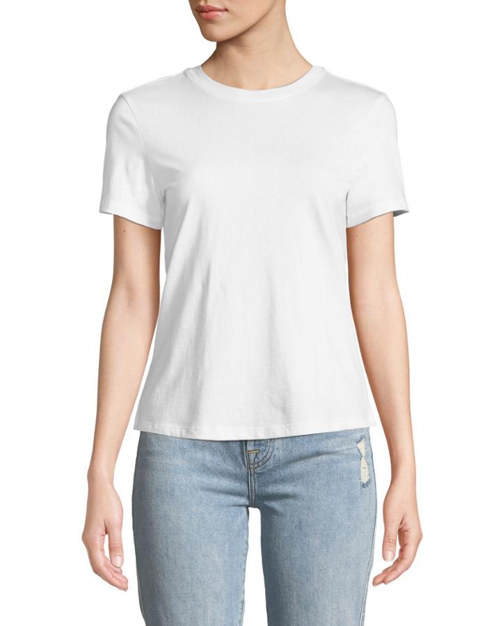 Crewneck Short-sleeve Cinch-back Compact Cotton Jersey Tee
