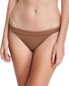 Whipstitch Solid Swim Bikini Bottom, Brown