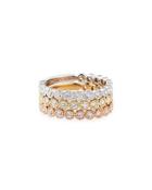 14k Tricolor Diamond Bands, Set Of