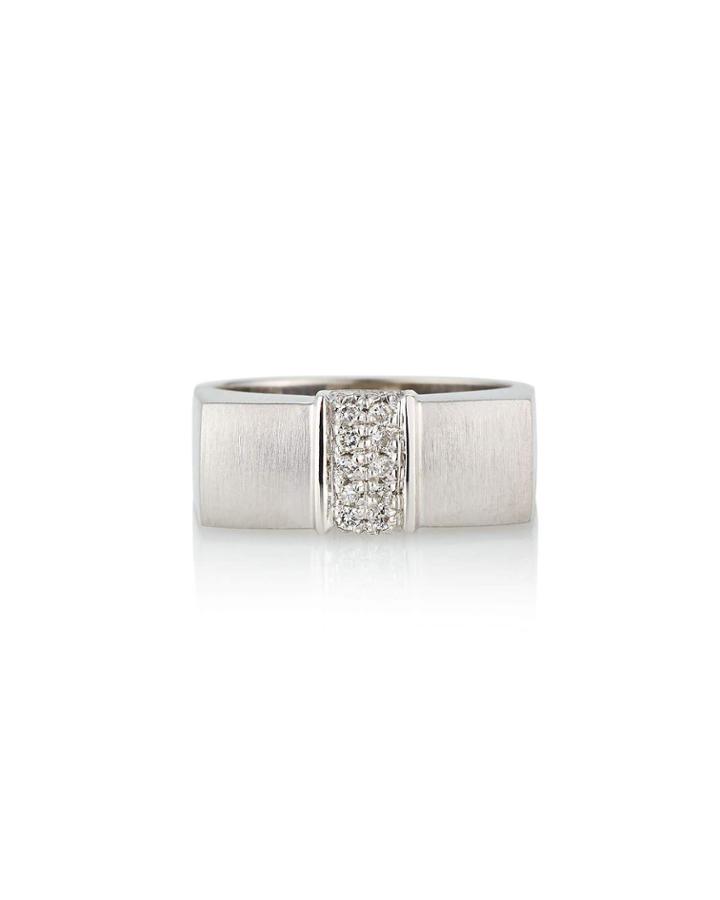 Estate Matte 18k White Gold Diamond Ring,