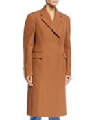 Notched-collar Rounded-sleeve Hidden-placket Coat