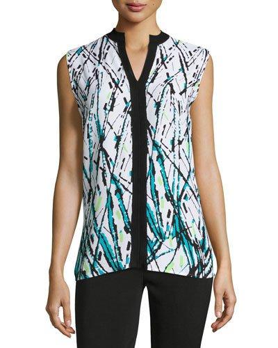 Print Split-neck Long Tank,