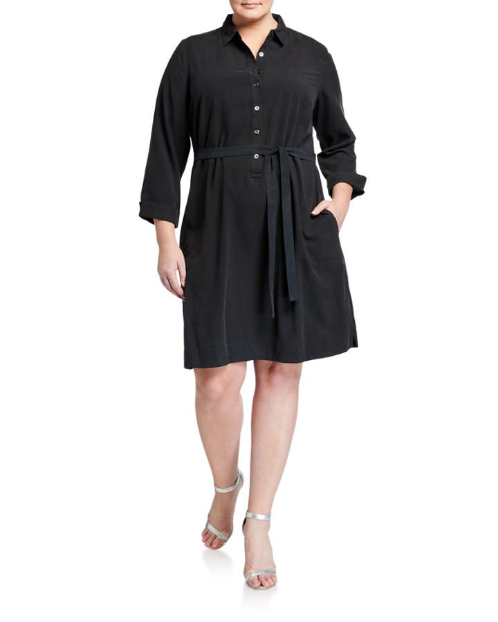 Plus Size 3/4-sleeve Silk