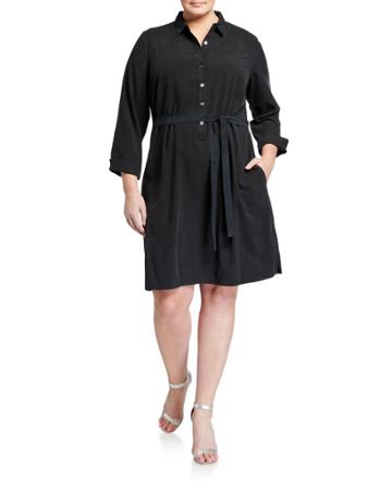 Plus Size 3/4-sleeve Silk