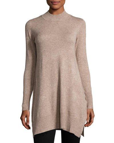 Long-sleeve Mock-neck Tunic, Wheat