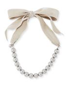 Pearly Choker Necklace With Velvet Bow