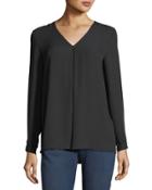 Inverted-pleat Crepe Blouse