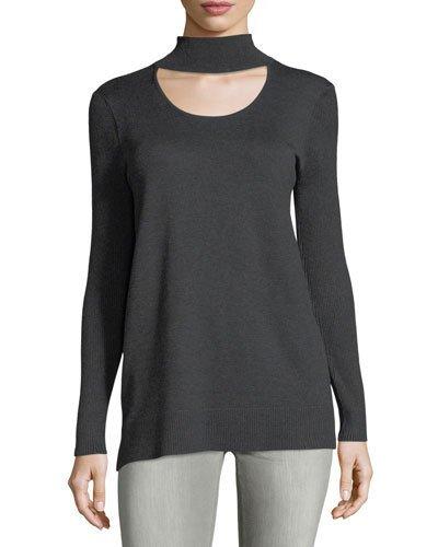 Neck-cutout Mock-neck