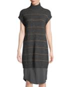 Striped Wool-cashmere Turtleneck Dress