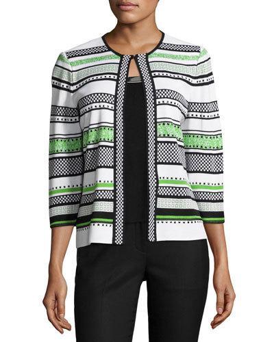 Striped Studded Knit Jacket,