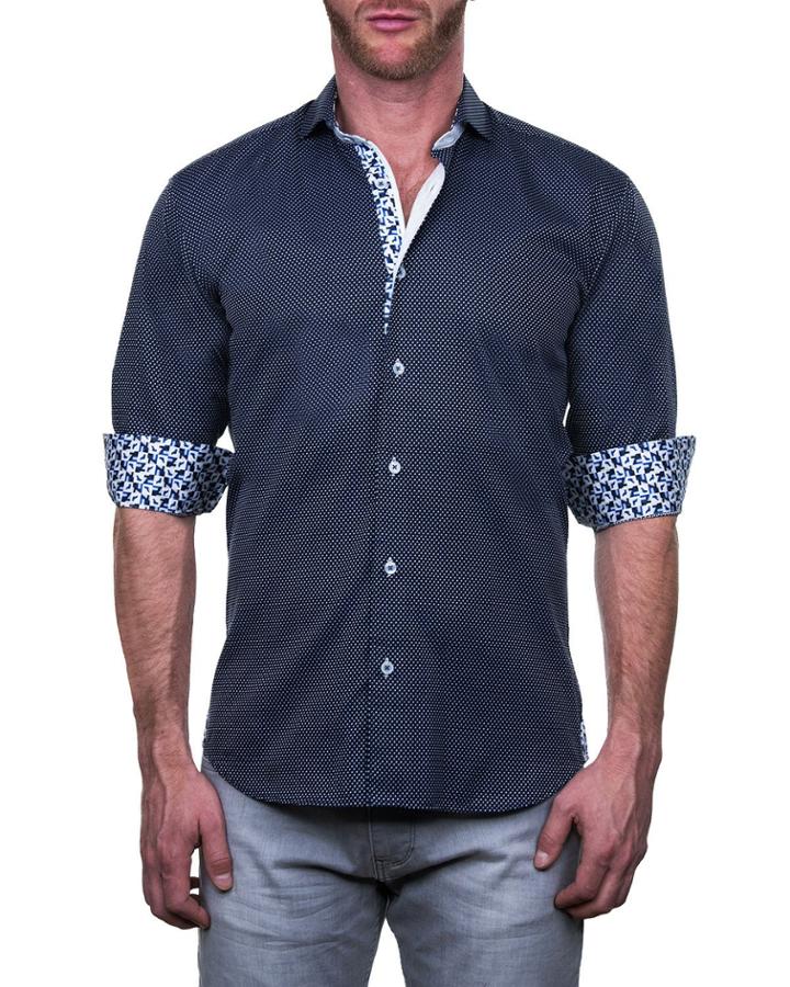 Men's Einstein Shaped Sport Shirt - Multi-square Blue