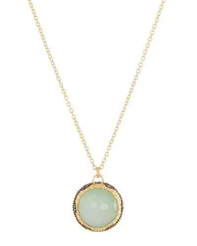 Old World 18k Scalloped Round Doublet Pendant Necklace W/ Diamonds