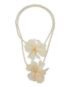 Long Pearly-strand 2-flower Necklace