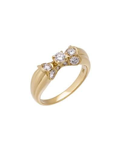 18k Yellow Gold Diamond Bow Ring,