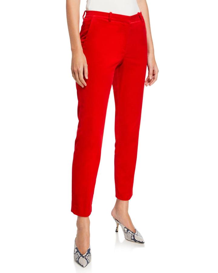 Stretch Velvet Tailored Trousers