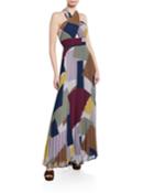 Pleated Colorblock Halter Gown