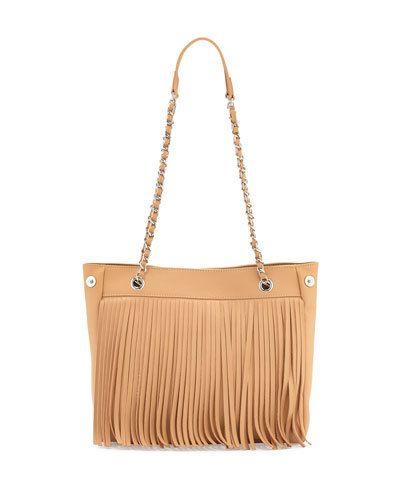 Jayme Fringe Leather Tote Bag, Butterscotch