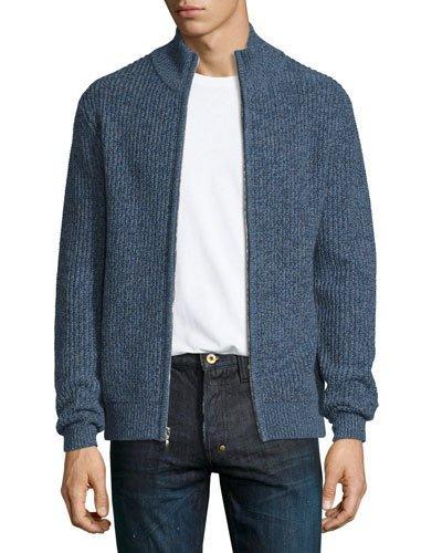 Marled Cashmere Full-zip Bomber Cardigan