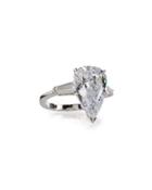 Pear-cut Crystal Ring W/ Tapered Baguettes