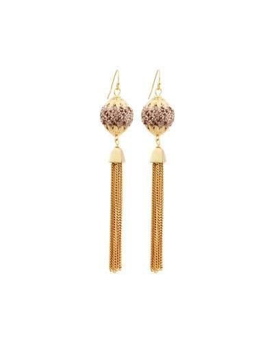 Bead & Tassel Drop Earrings, Golden