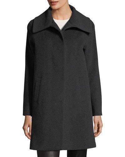 Wool-blend Hidden-button Coat