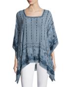 Petra Embellished Tunic Top, Blue