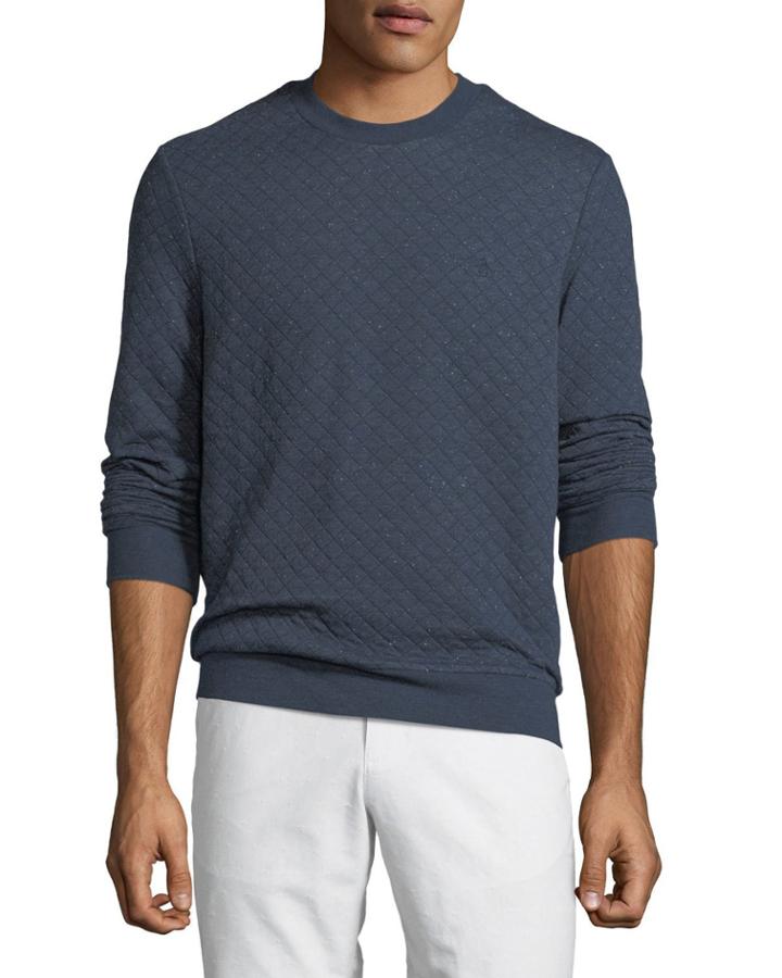 Men's Diamond-quilted Crewneck Pullover
