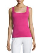 Square-neck Cashmere Shell, Geranium