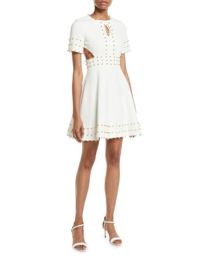 Embellished Cutout Fit-and-flare Dress