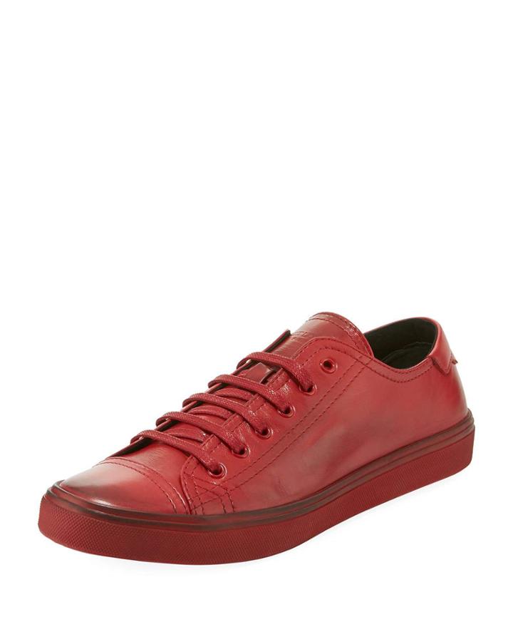 Men's Distressed Jersey Leather Low-top