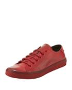 Men's Distressed Jersey Leather Low-top