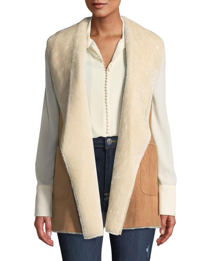 Faux-shearling Draped Vest