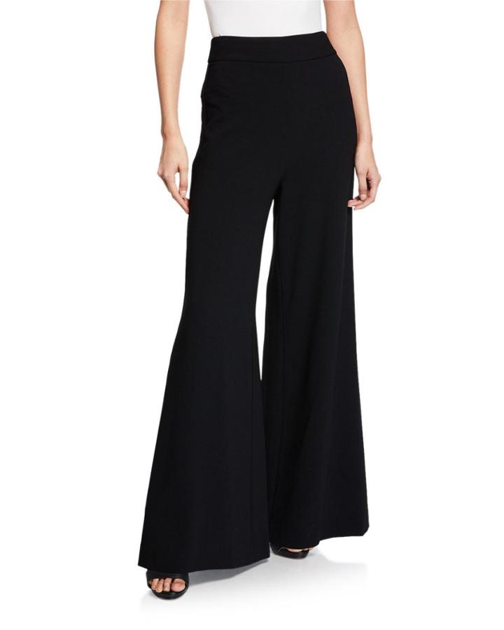 Wide-leg Tuxedo Detail Crepe Trousers
