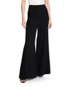 Wide-leg Tuxedo Detail Crepe Trousers
