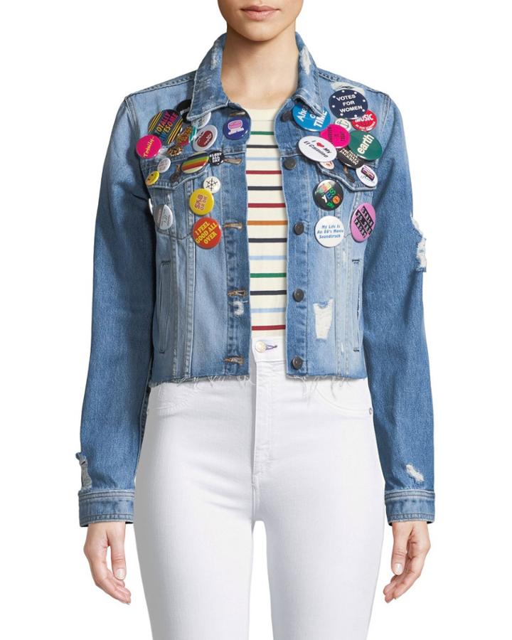 Cara Cropped Jean Jacket W/ Pins
